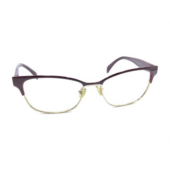 Prada VPR 65R UAN-1O1 Gold Dark Red Eyeglasses Frames 53-16 140 Italy Designer - Picture 1 of 12